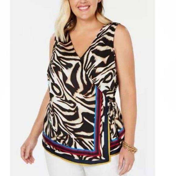 INC International Concepts Tops - NWT INC Plus Size 2X Tiger-Print Wrap Top